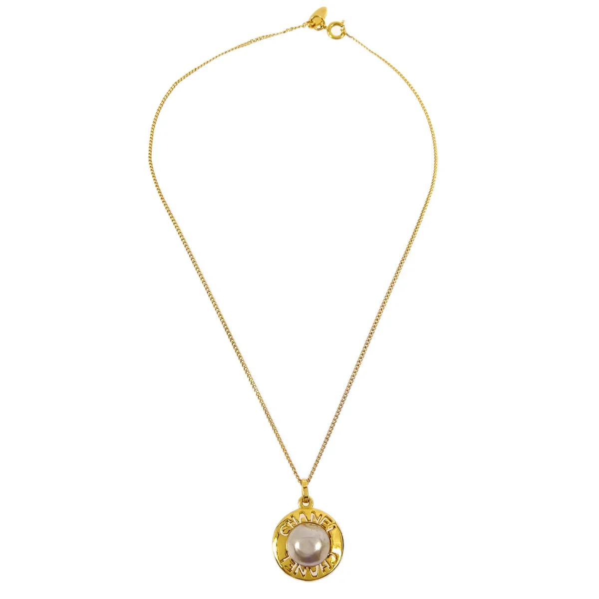 Chanel Artificial Pearl Gold Chain Pendant Necklace 3735 - Image 2