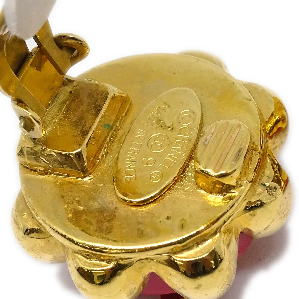 Chanel Button Earrings Gold Clip-On 29 - Image 4