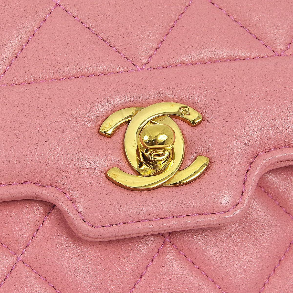 Chanel * 1989-1991 Pink Lambskin Border Flap Bag - Image 5