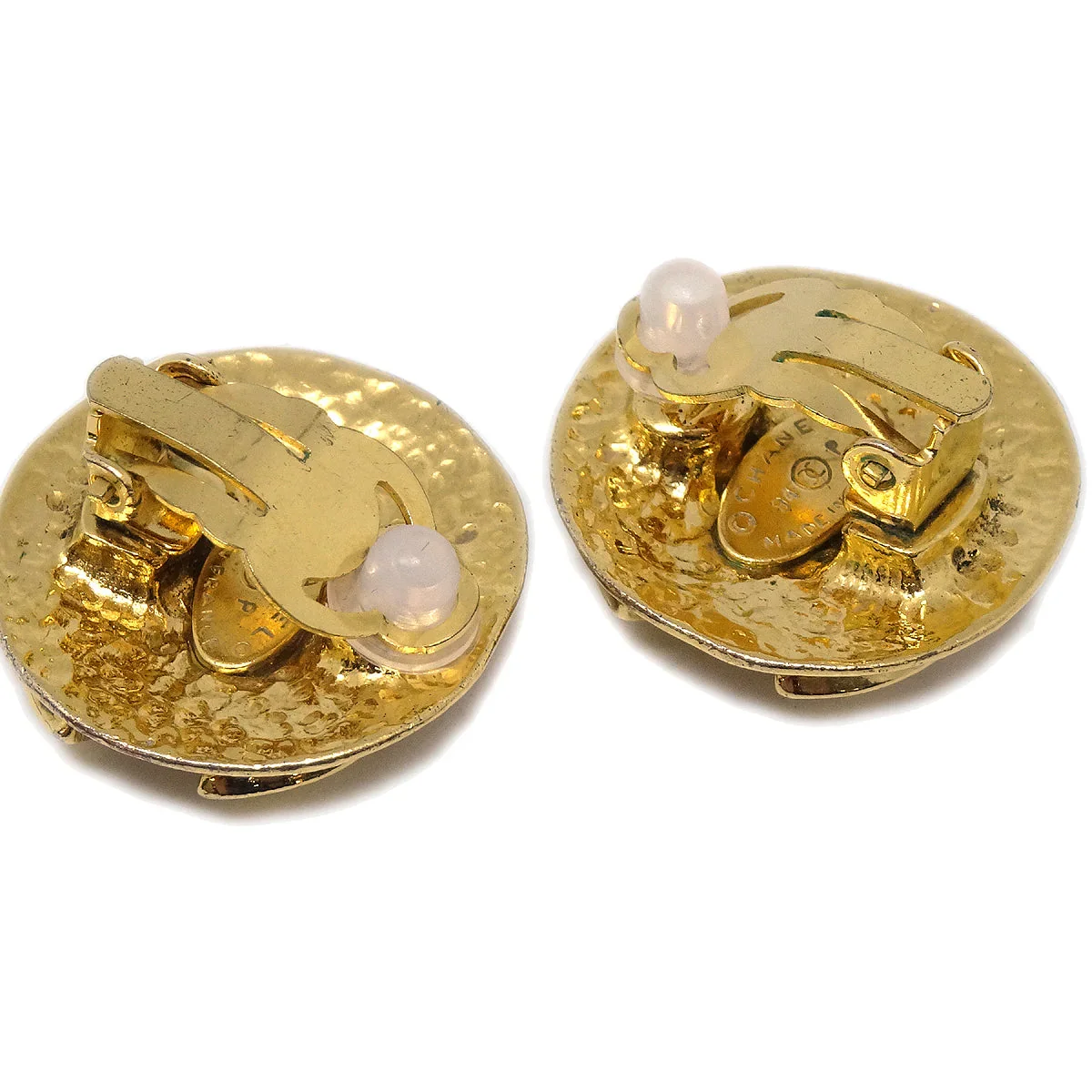 Chanel 1994 Gold Quilted 'CC' Round Earrings Large - Image 3