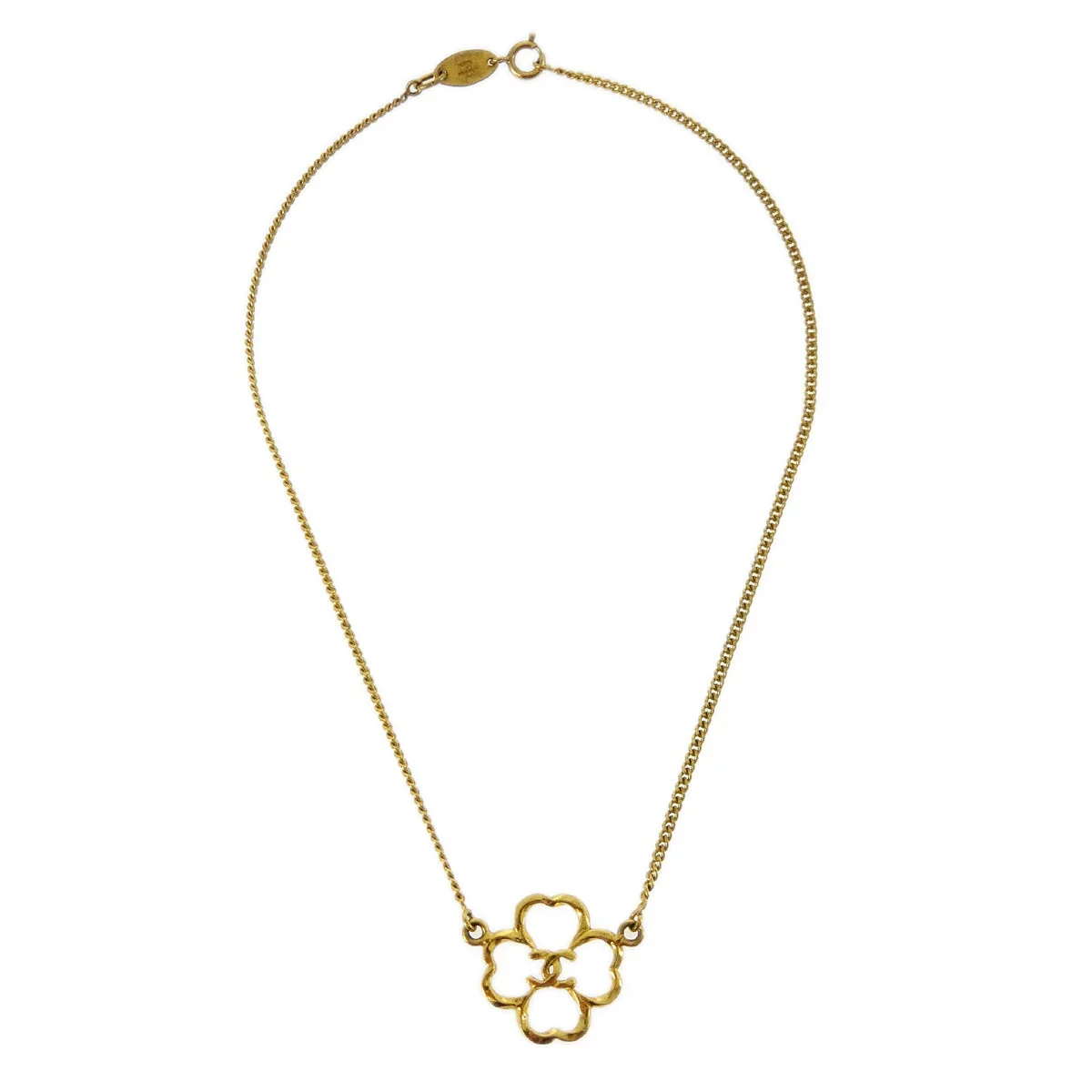 Chanel Clover Pendant Necklace Gold 1993 - Image 2