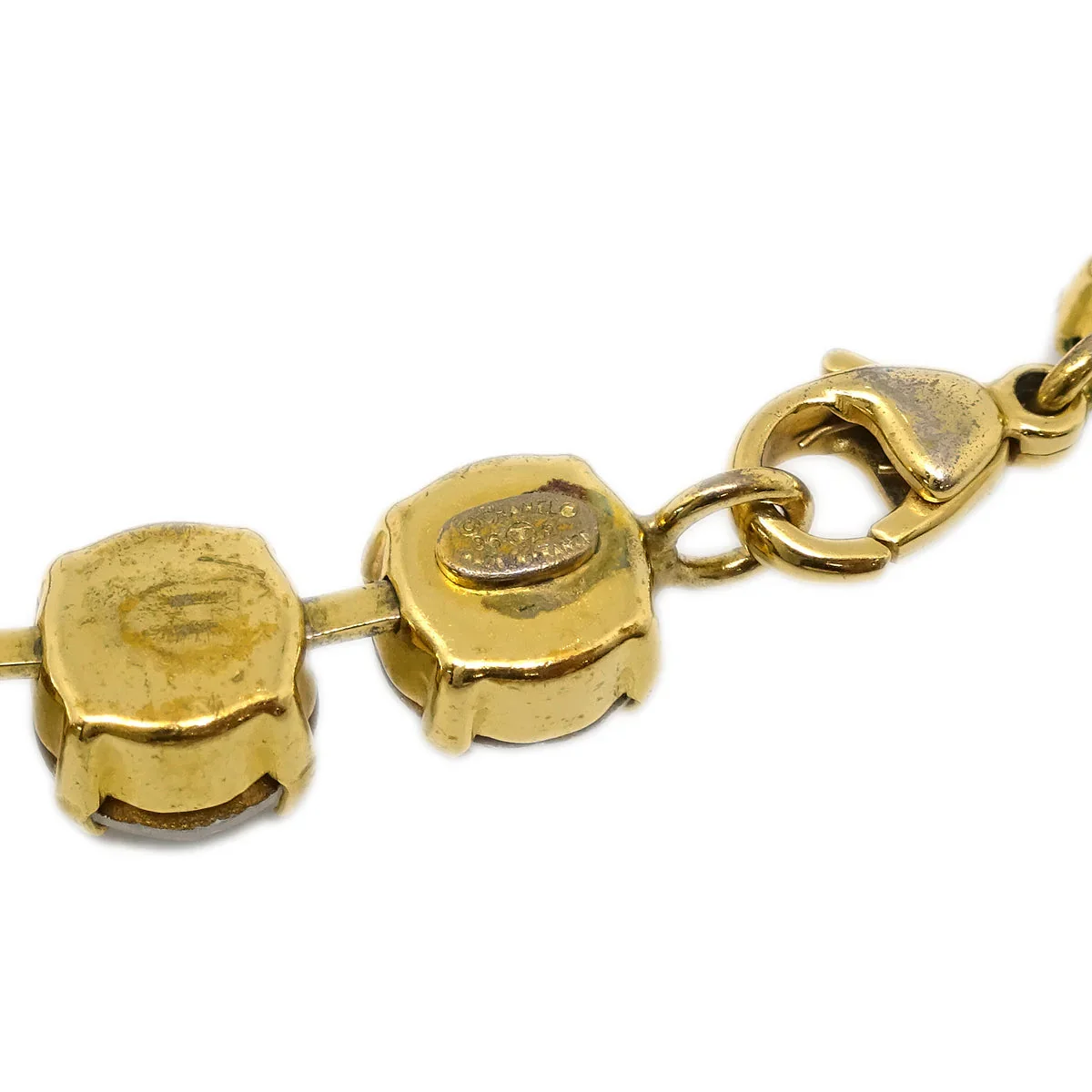 Chanel Rhinestone Chain Bracelet Gold 95P - Image 4