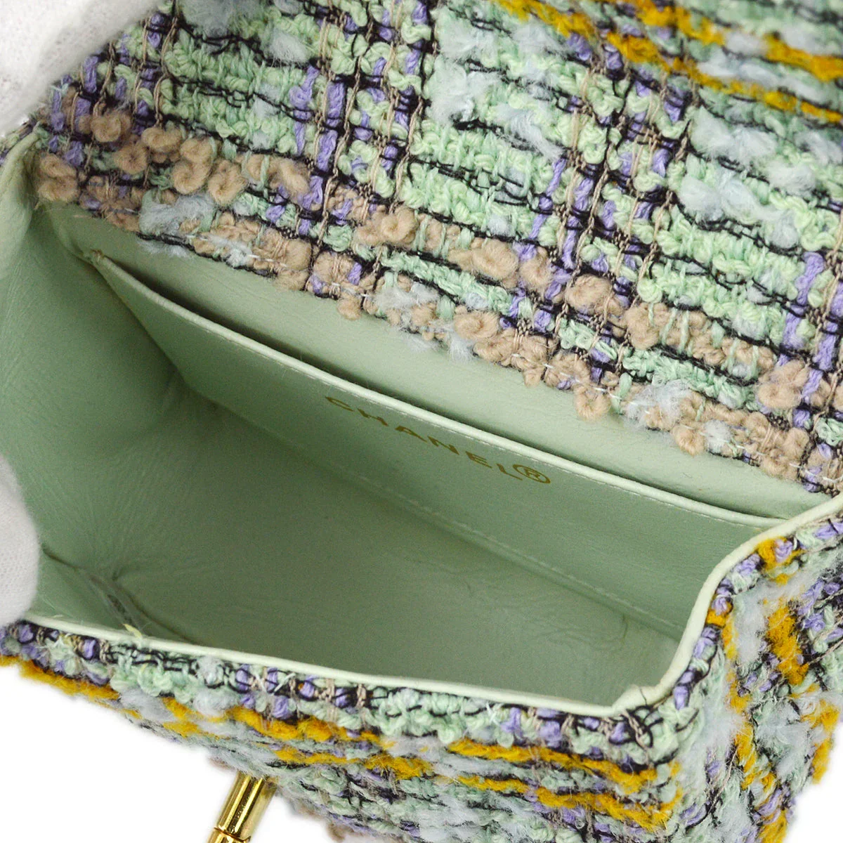 Chanel * 1991-1994 Light Blue Tweed Classic Flap Handbag Set - Image 10