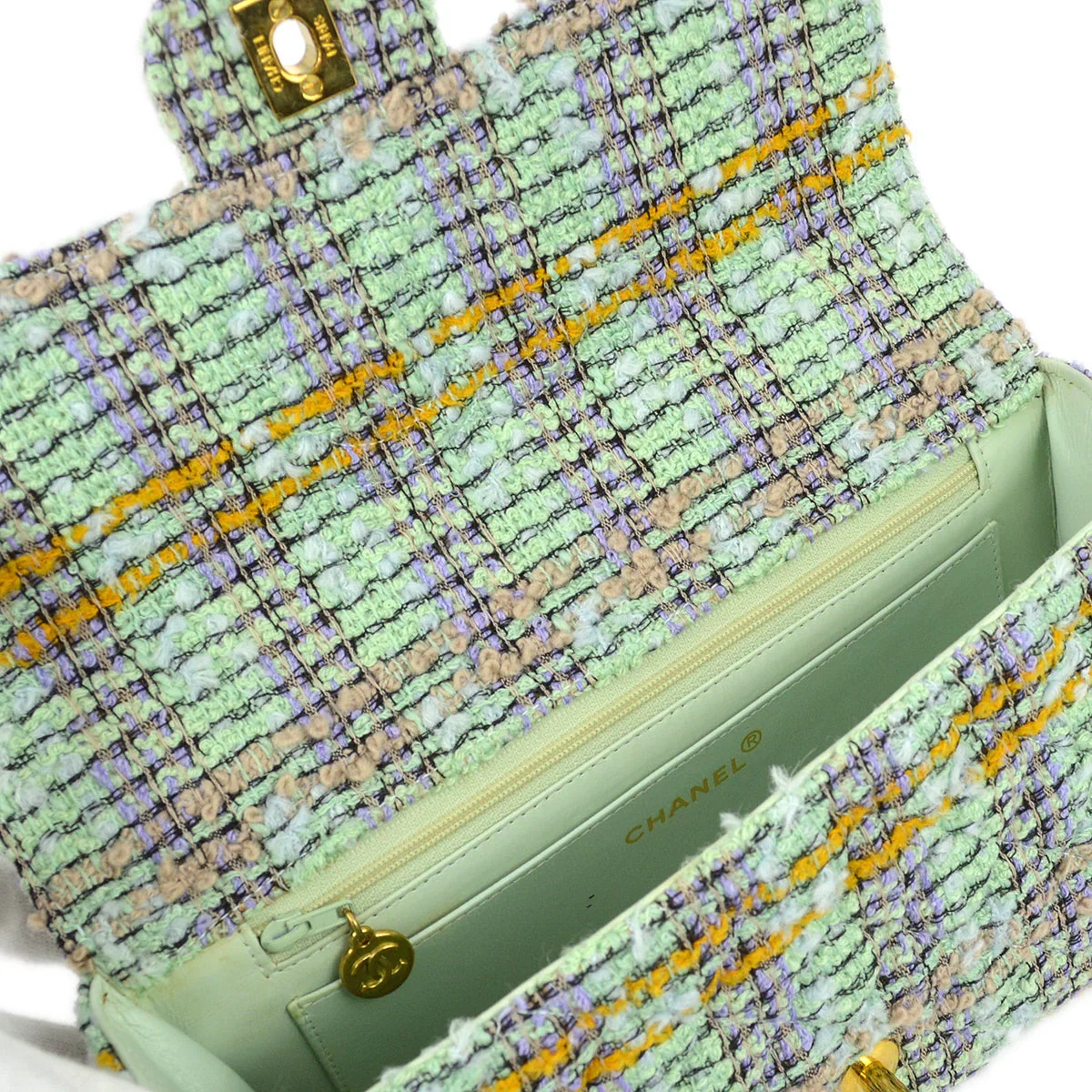 Chanel * 1991-1994 Light Blue Tweed Classic Flap Handbag Set - Image 6