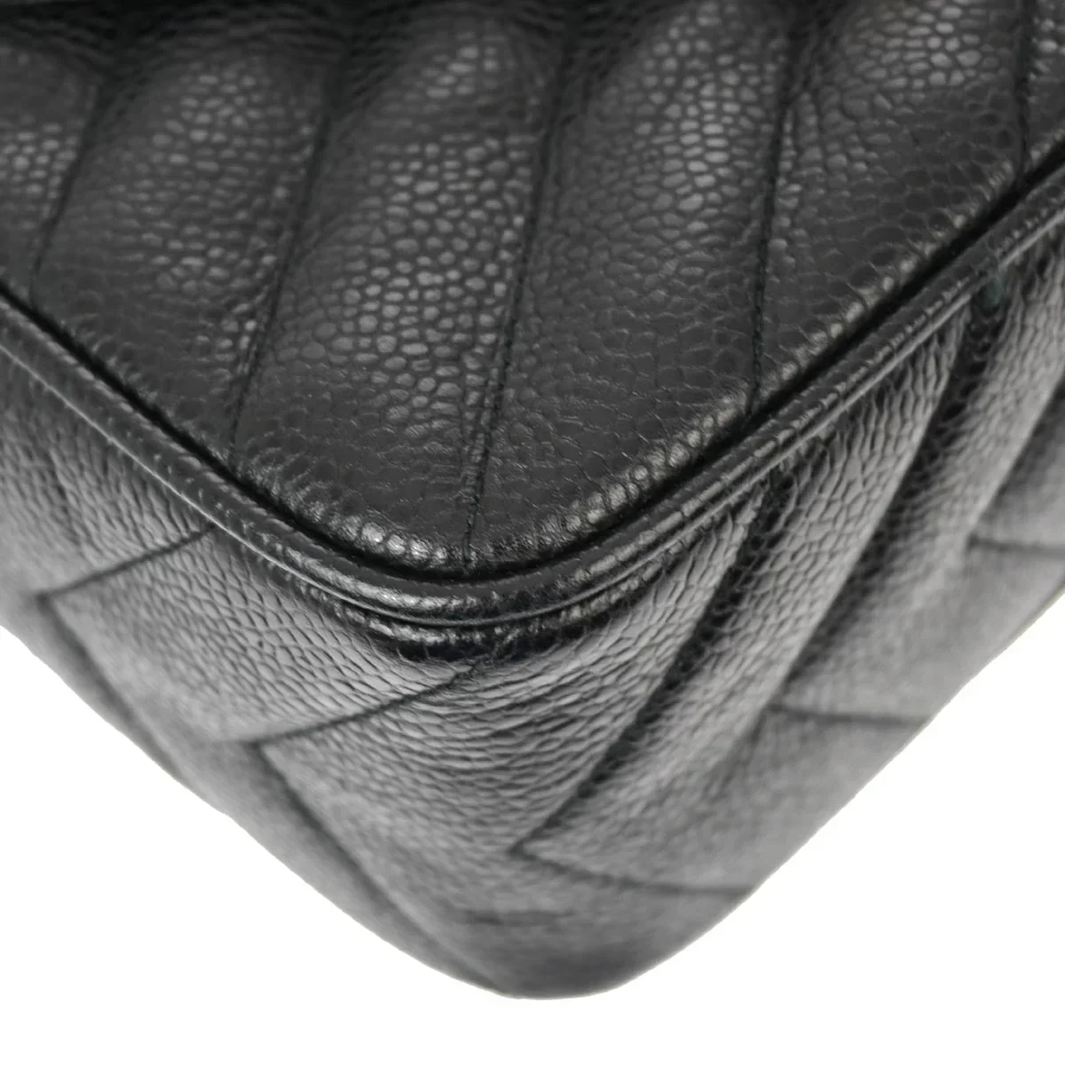 Chanel 1991-1994 Black Caviar Chevron Camera Bag Mini - Image 4