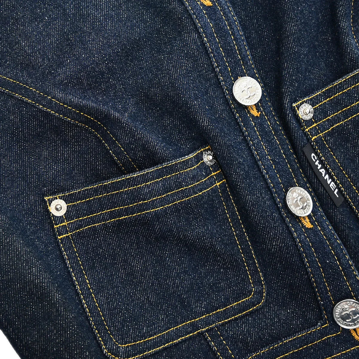 Chanel Sleeveless Vest Denim Jacket Indigo - Image 5