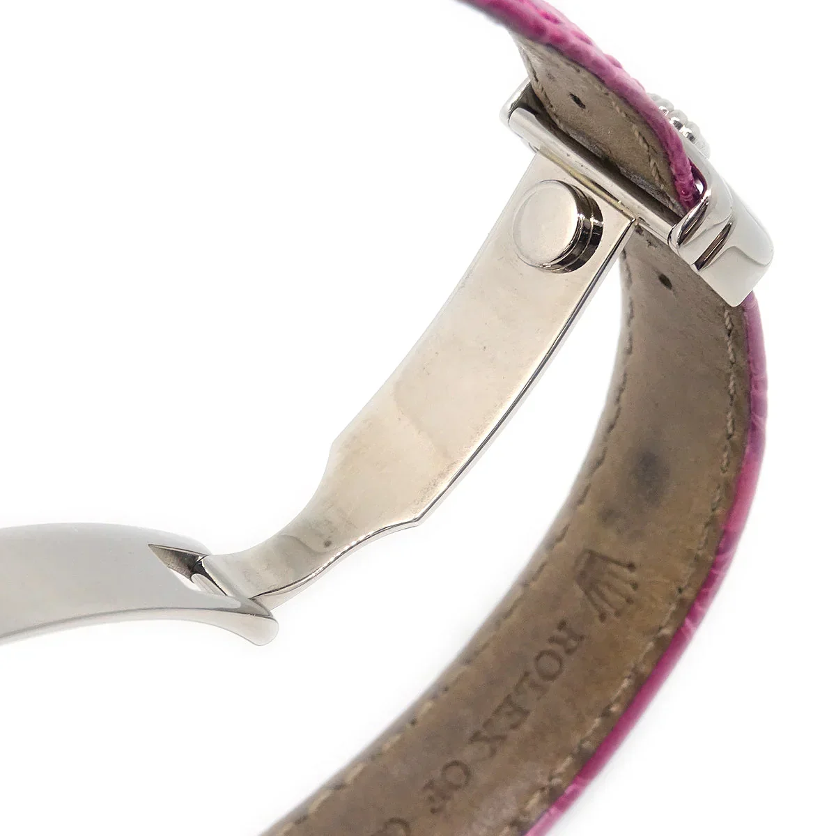 Rolex* Cellini Ref.6692 Quartz Watch 18KWG Diamond Pink Crocodile - Image 7