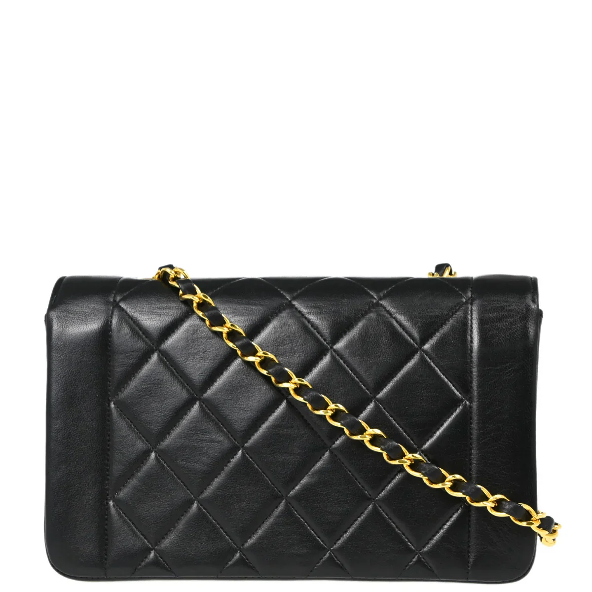 Chanel 1996-1997 Black Lambskin Small Diana Shoulder Bag - Image 2