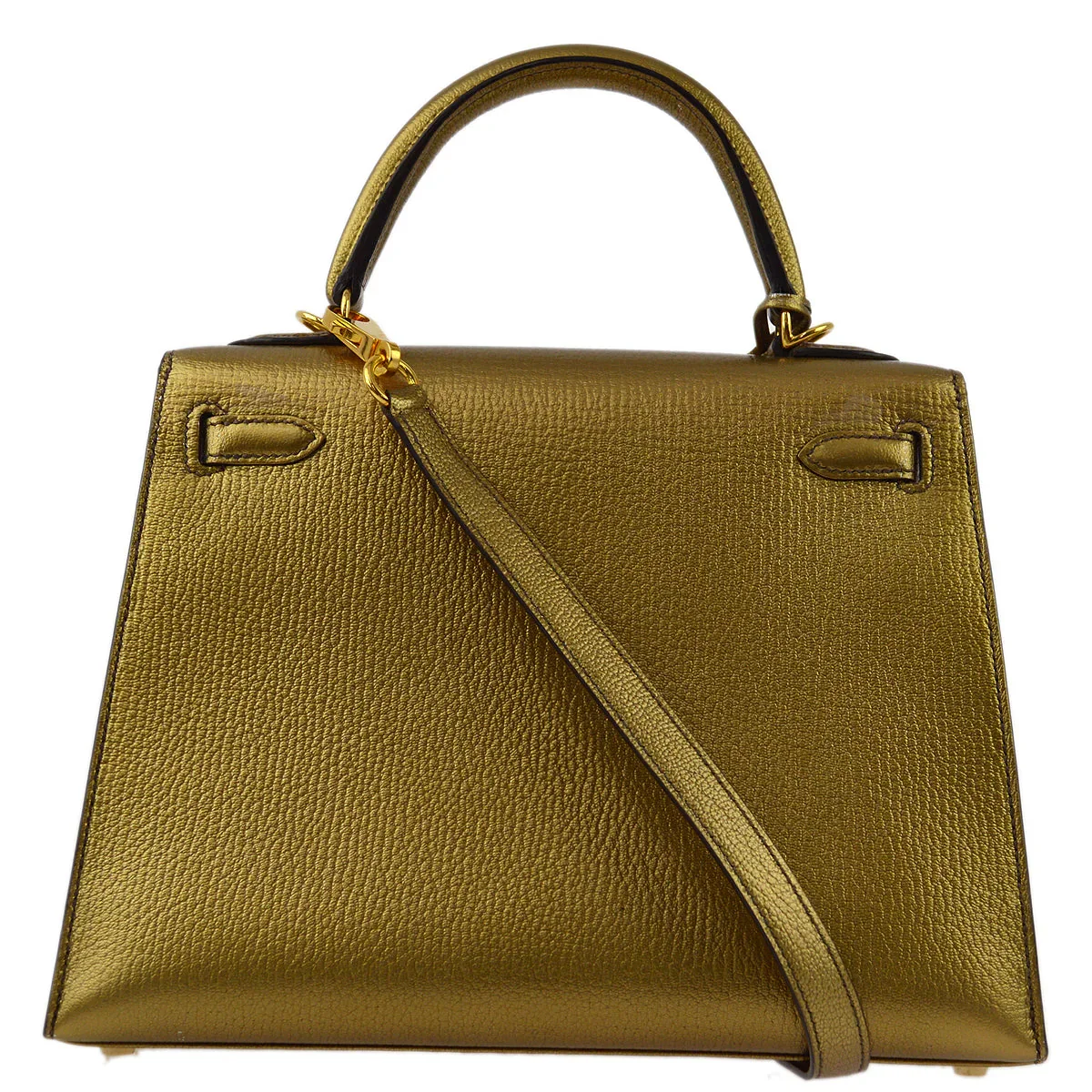 Hermes * 2005 Athens Limited Olympic Gold Chevre Kelly 25 Sellier 2way Shoulder Handbag - Image 2