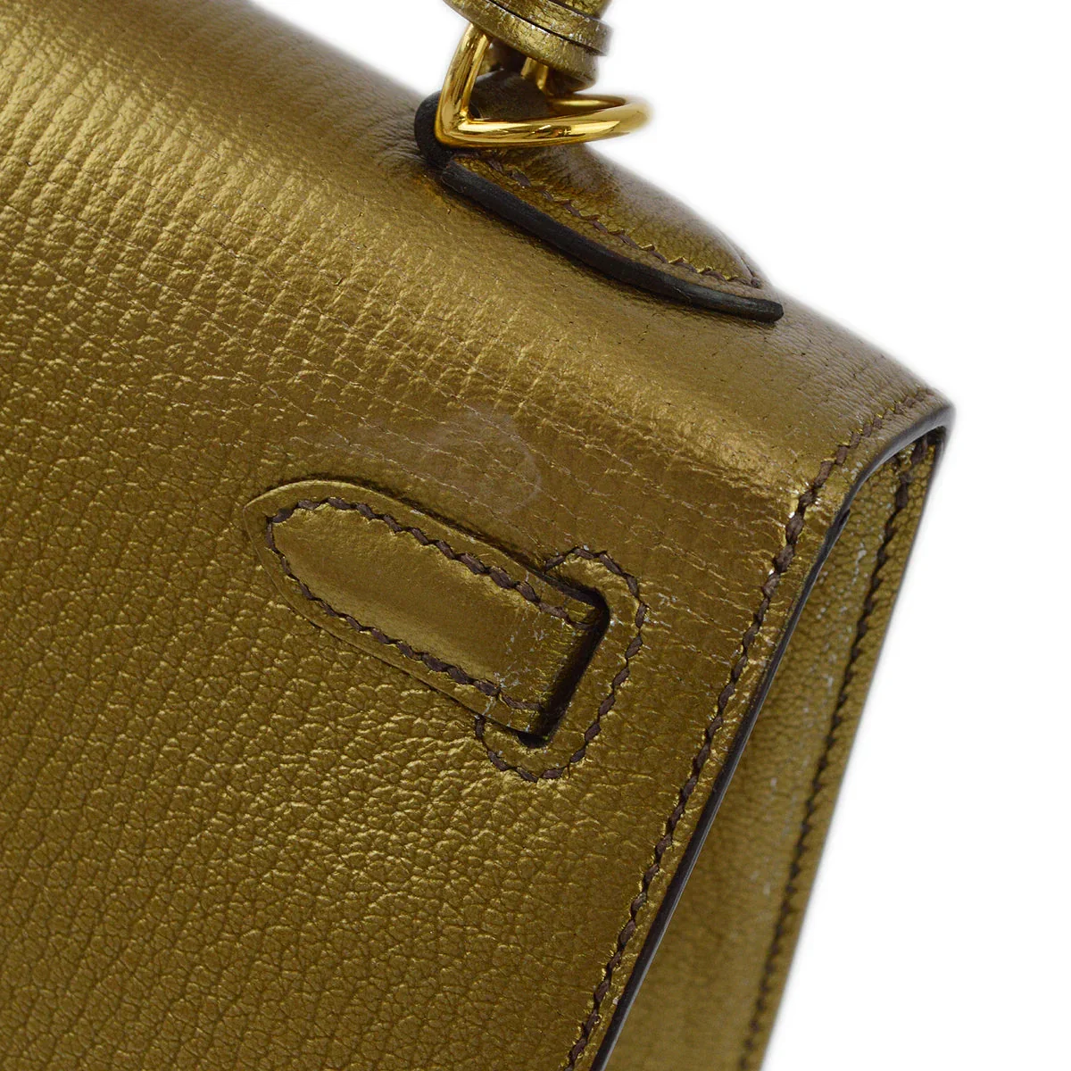 Hermes * 2005 Athens Limited Olympic Gold Chevre Kelly 25 Sellier 2way Shoulder Handbag - Image 3