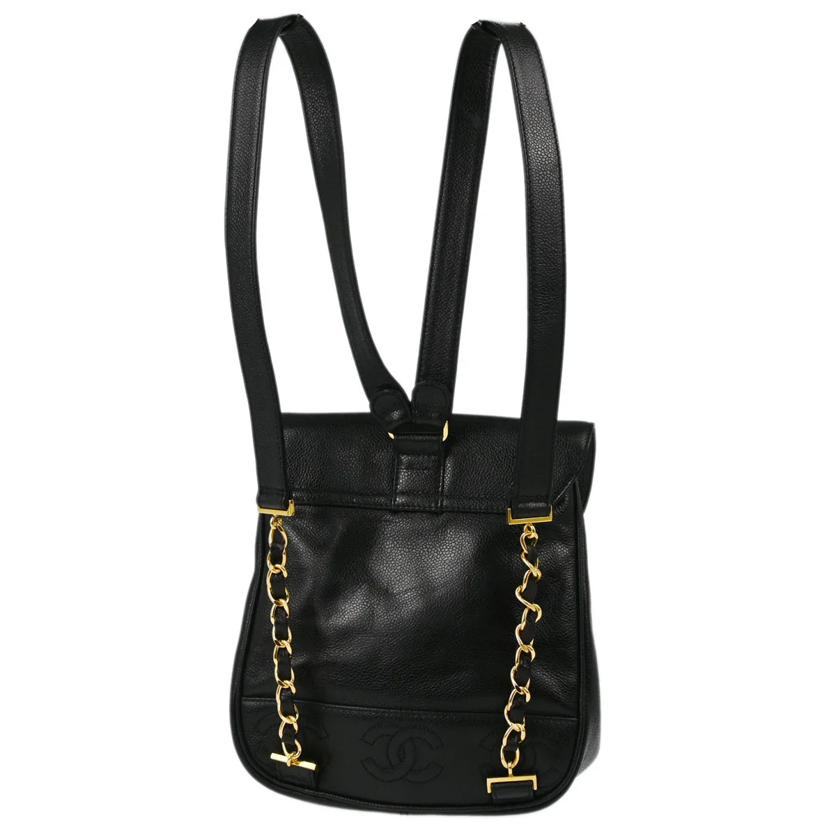 Chanel 1996-1997 Black Caviar Triple CC Backpack - Image 2