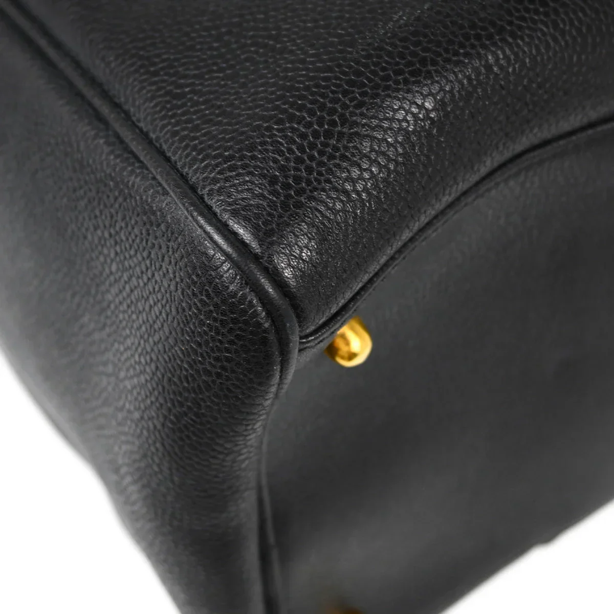 Chanel 1994-1996 Black Caviar 2way Duffle Shoulder Handbag - Image 4