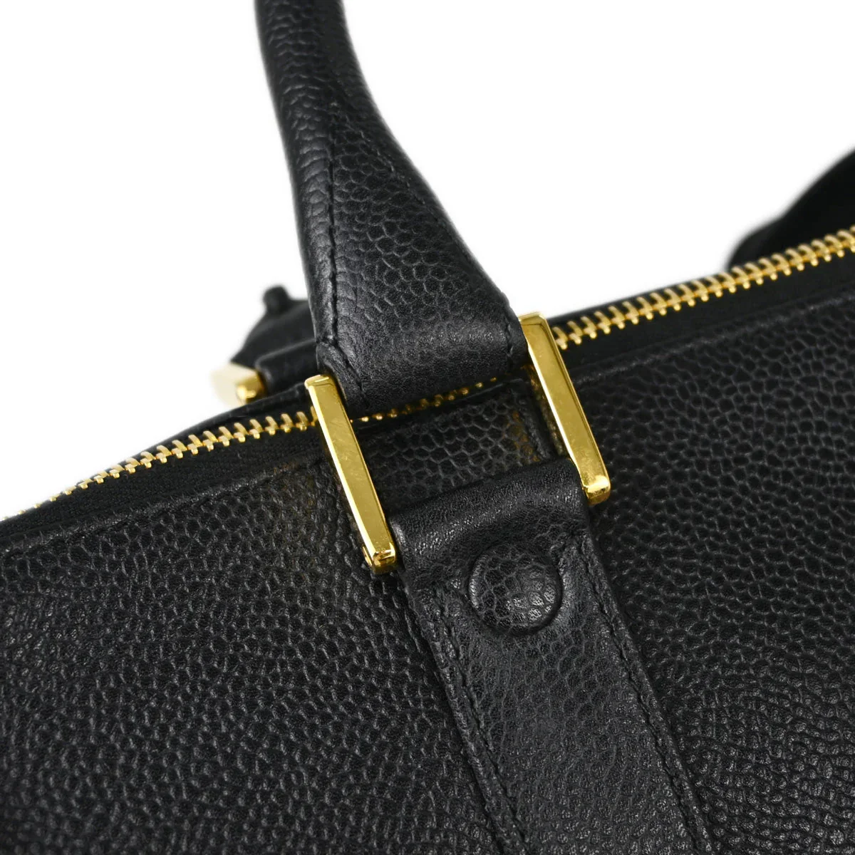 Chanel 1994-1996 Black Caviar 2way Duffle Shoulder Handbag - Image 7