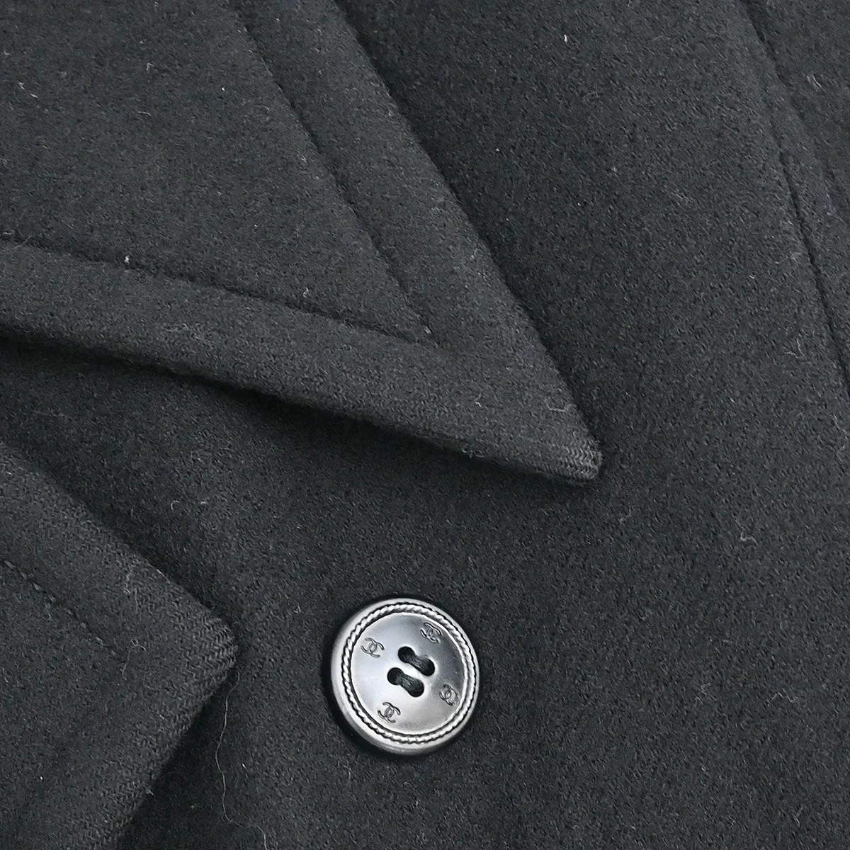 Chanel 1998 Double Breasted Jacket Coat Black #38 - Image 9