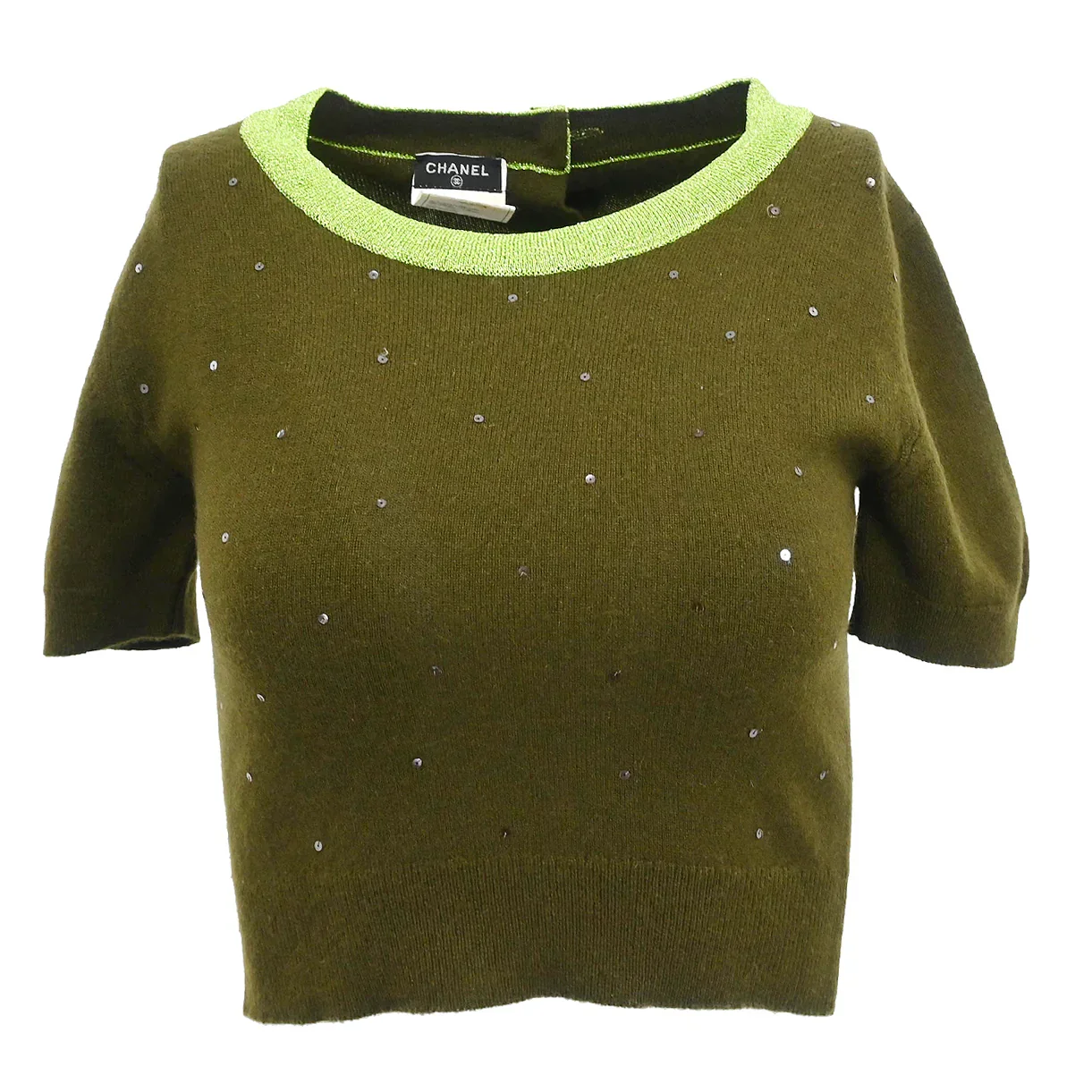 Chanel 1996 Set Cardigan Top Khaki #38 - Image 3