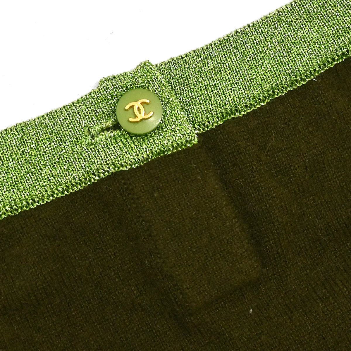 Chanel 1996 Short Sleeve Cashmere Sweater Khaki #44 - Image 10