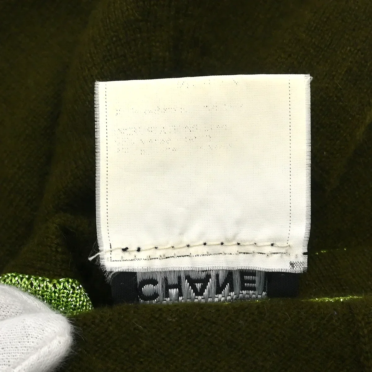 Chanel 1996 Short Sleeve Cashmere Sweater Khaki #44 - Image 3