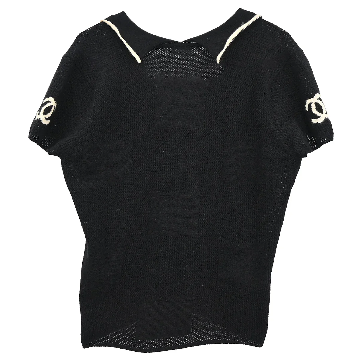 Chanel 2001 Short Sleeve Sweater Knit Top Black #40 - Image 2