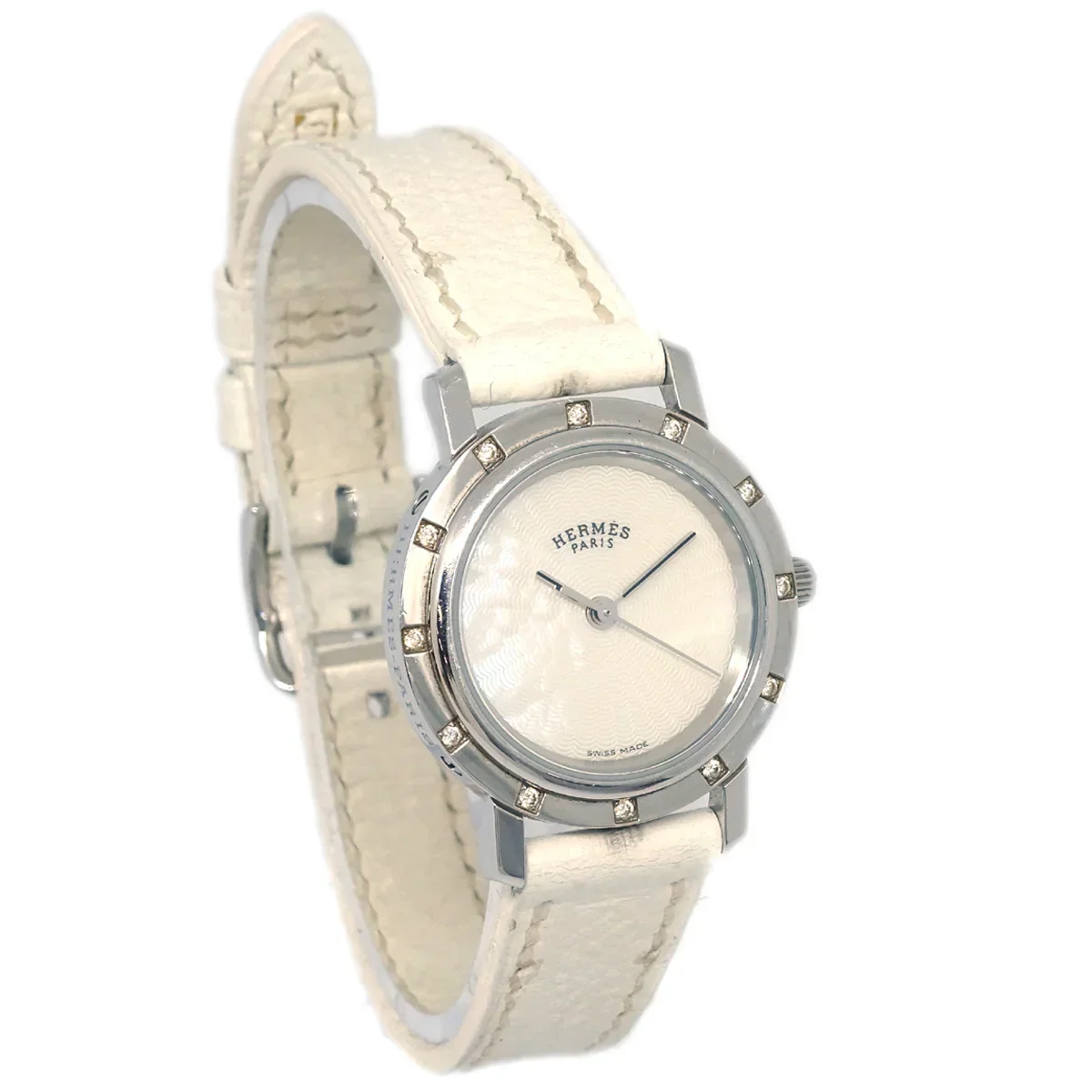 Hermes CL4.230 Clipper Nacre Quartz Watch SS White - Image 2