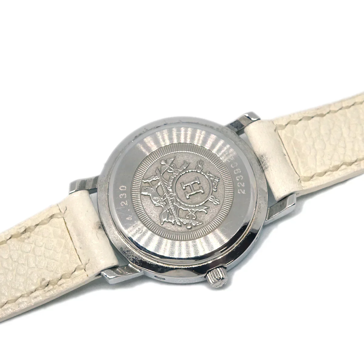Hermes CL4.230 Clipper Nacre Quartz Watch SS White - Image 6
