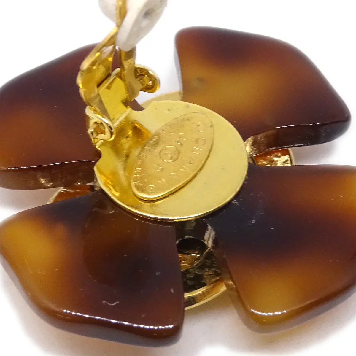 Chanel Clover Earrings Clip-On Brown 94P - Image 2