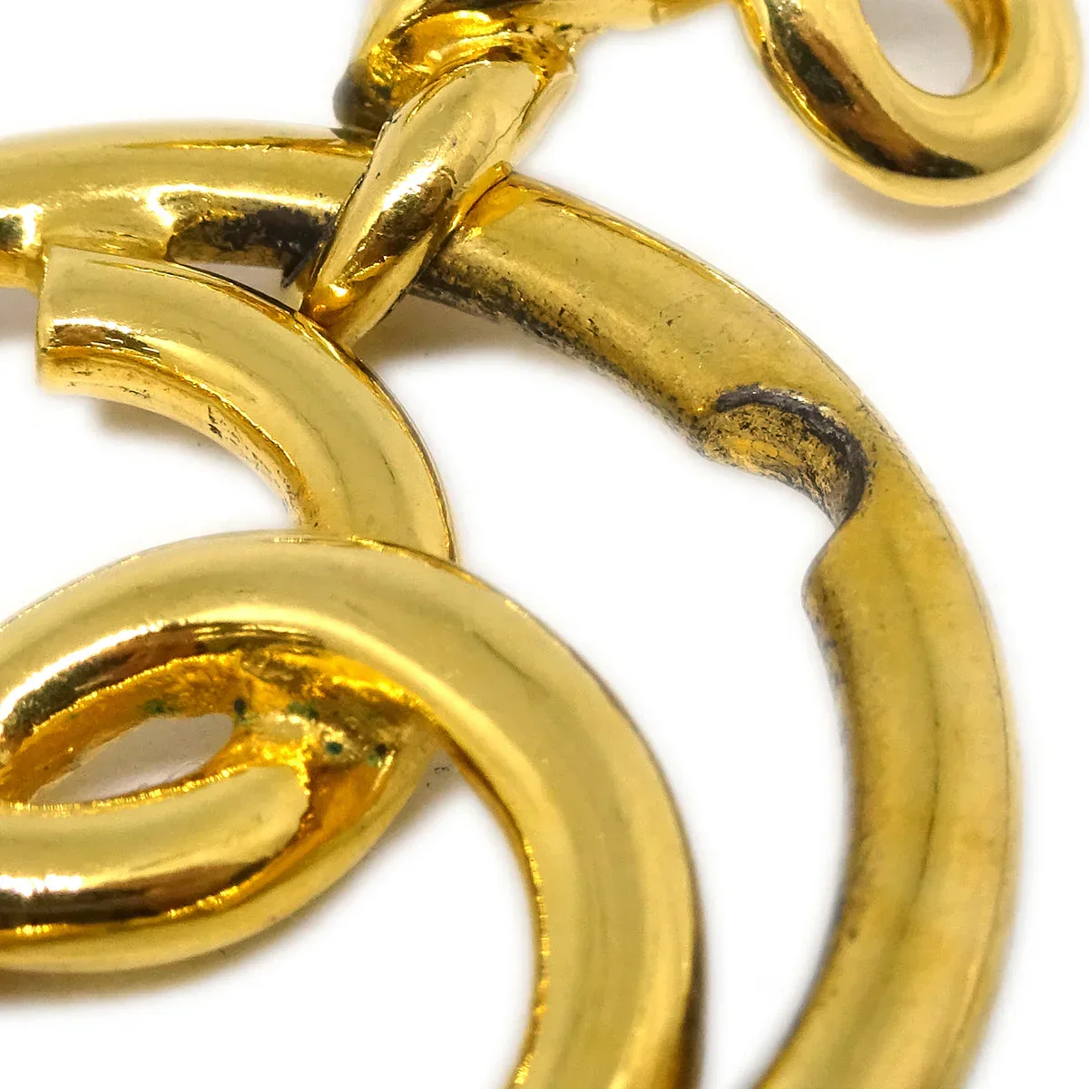 Chanel Hoop Dangle Earrings Gold Clip-On 2934 - Image 2