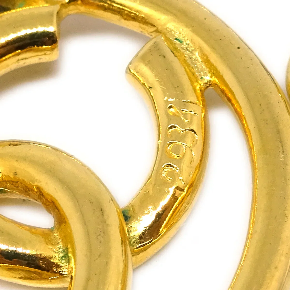 Chanel Hoop Dangle Earrings Gold Clip-On 2934 - Image 4