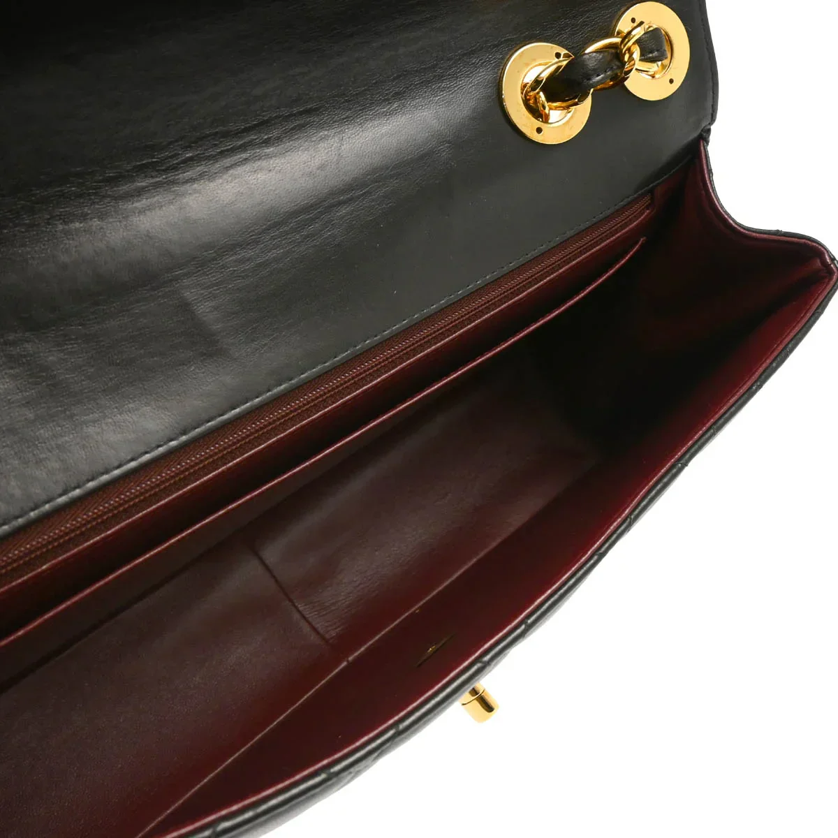 Chanel 1997-1999 Black Lambskin Jumbo Classic Flap Shoulder Bag - Image 4