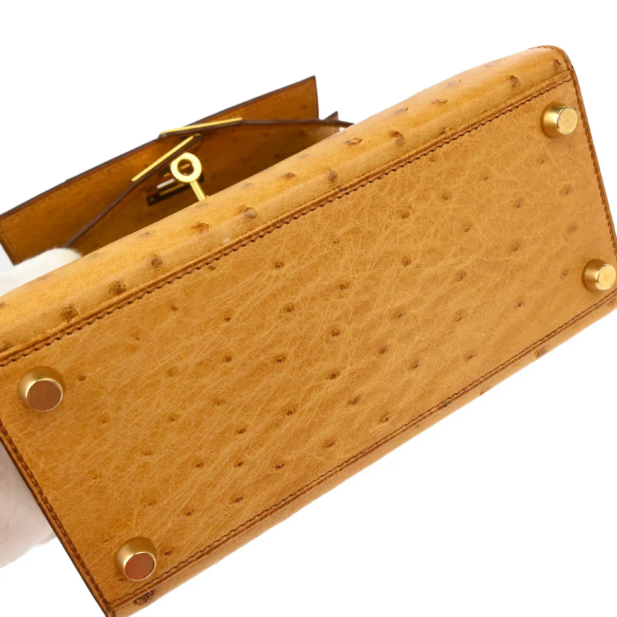 Hermes * 1993 Chestnut Ostrich Mini Kelly 20 2way Handbag - Image 5