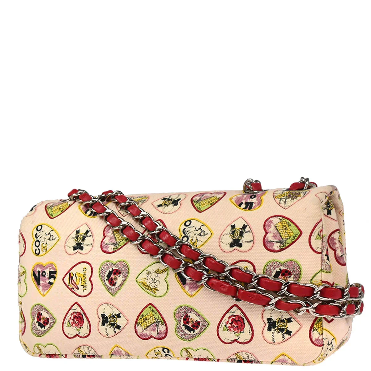 Chanel 2005-2006 Pink Canvas Valentine Chain Shoulder Bag - Image 2