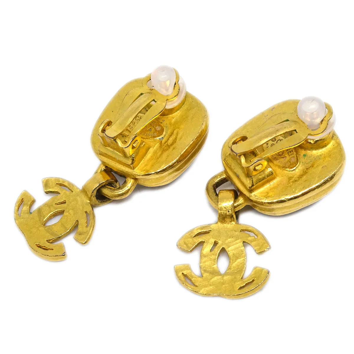 Chanel Dangle Earrings Clip-On Gold Silver 97A - Image 2