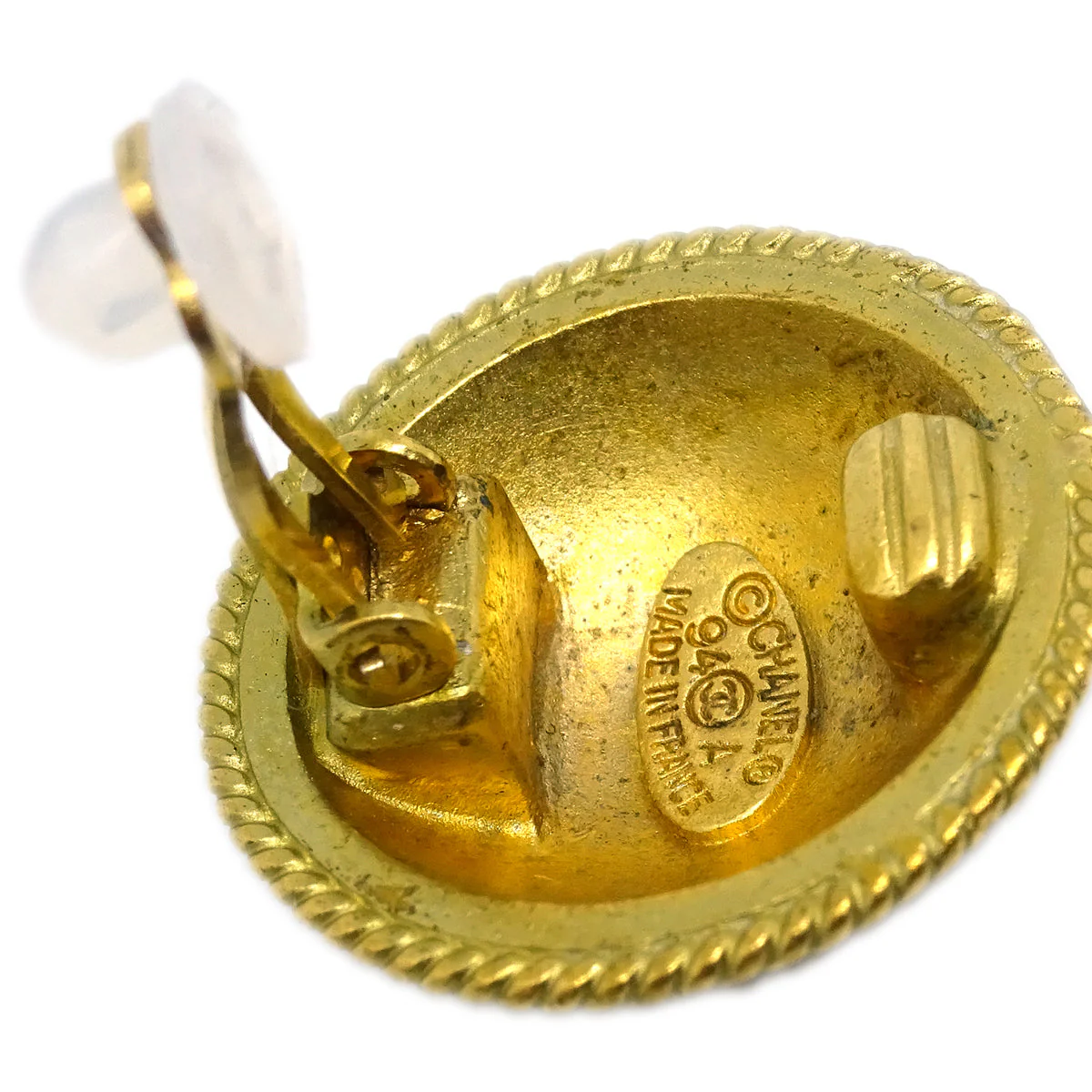 Chanel Gold Button Earrings Clip-On 94A - Image 4