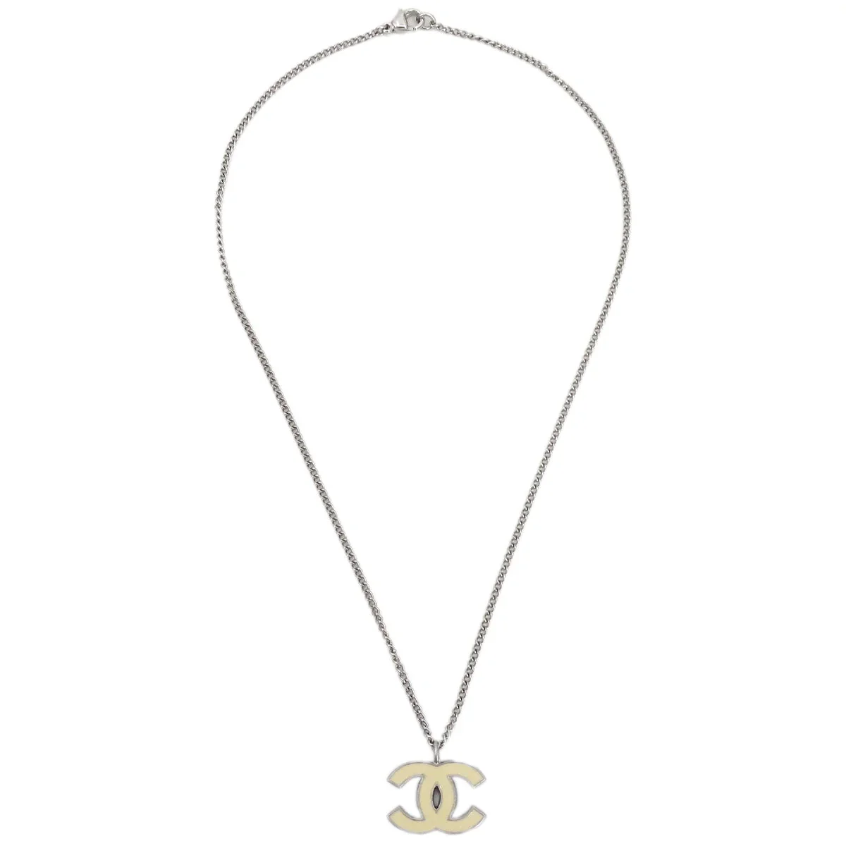 Chanel CC Chain Necklace Pendant Silver 06P - Image 2
