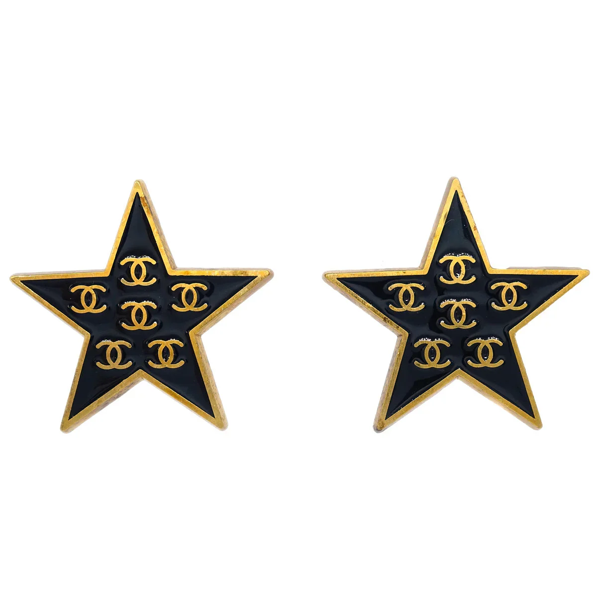 Chanel Star Earrings Clip-On Black 01P