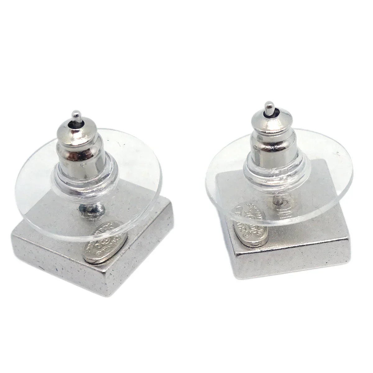 Chanel Square Piercing Earrings Silver 00C - Image 3