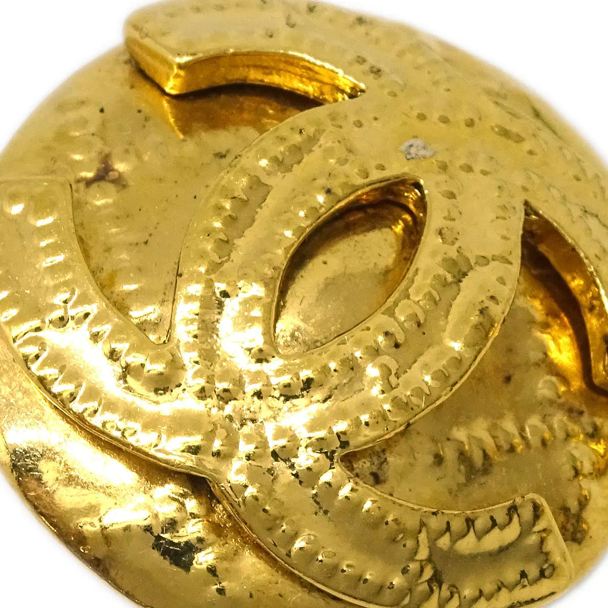 Chanel Button Earrings Clip-On Gold 94P - Image 2