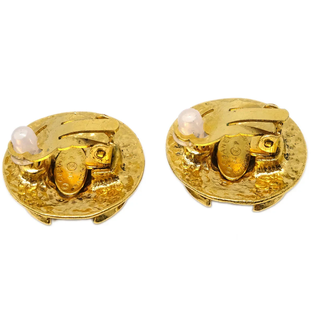 Chanel Button Earrings Clip-On Gold 94P - Image 3