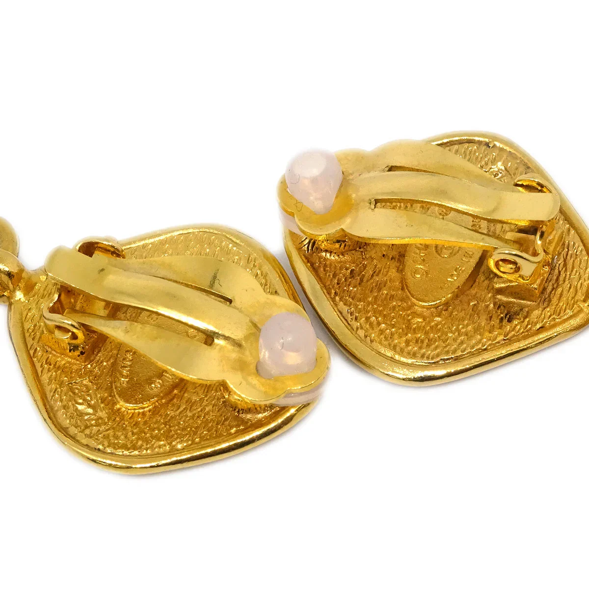 Chanel Dangle Fringe Rhombus Earrings Clip-On Gold 2371 - Image 3