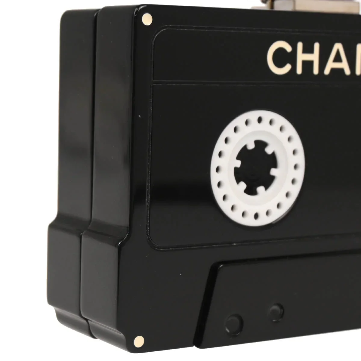 Chanel 2004 Black Acrylic Cassette Tape Clutch Bag 04P - Image 3