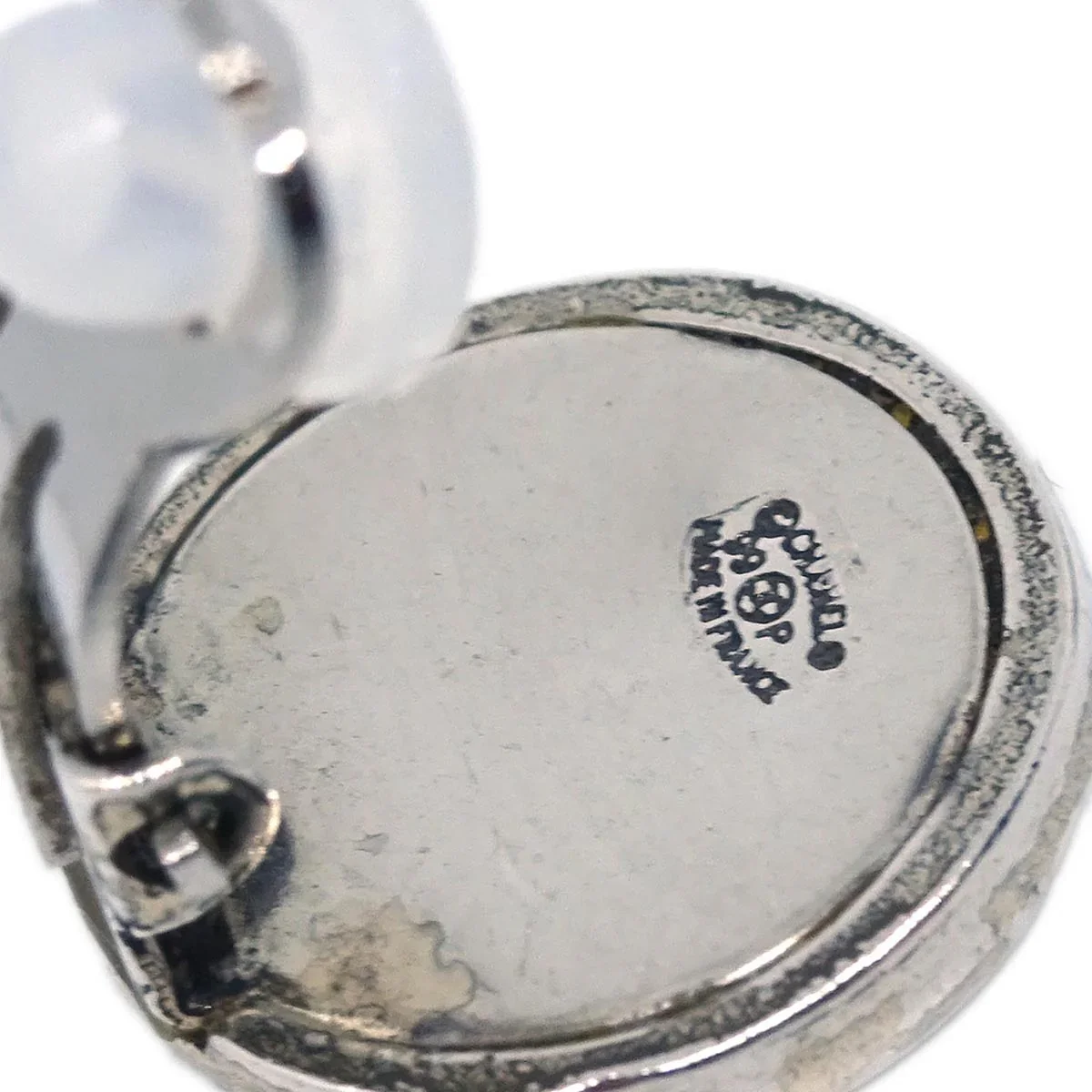 Chanel Button Earrings Clip-On Silver 99P - Image 4