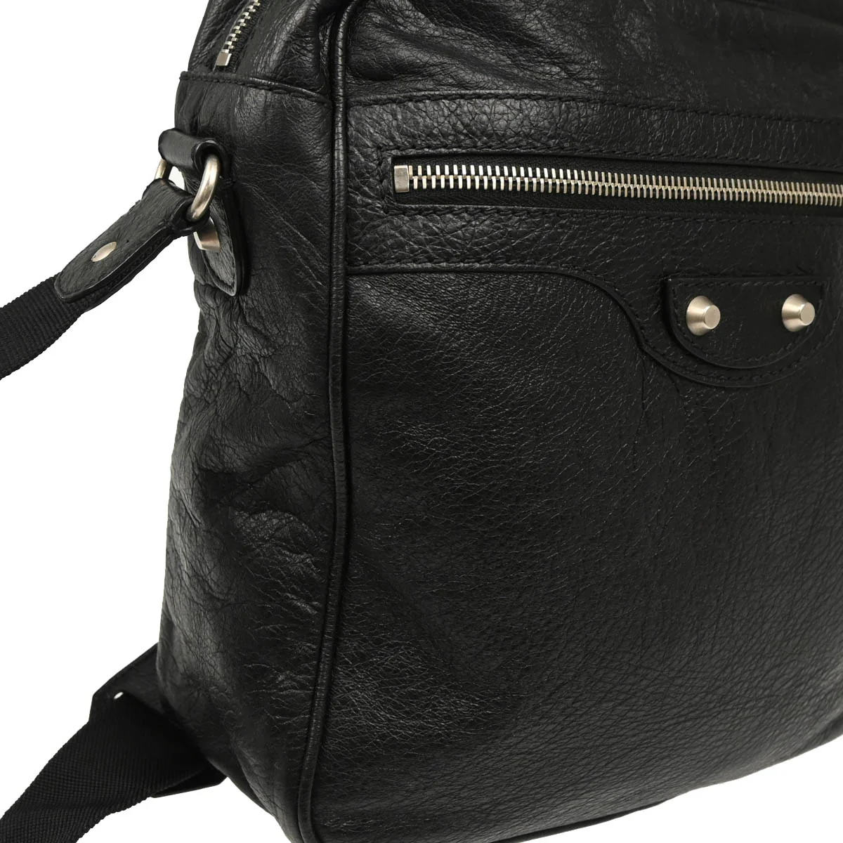 Balenciaga Black Leather Messenger Shoulder Bag - Image 3