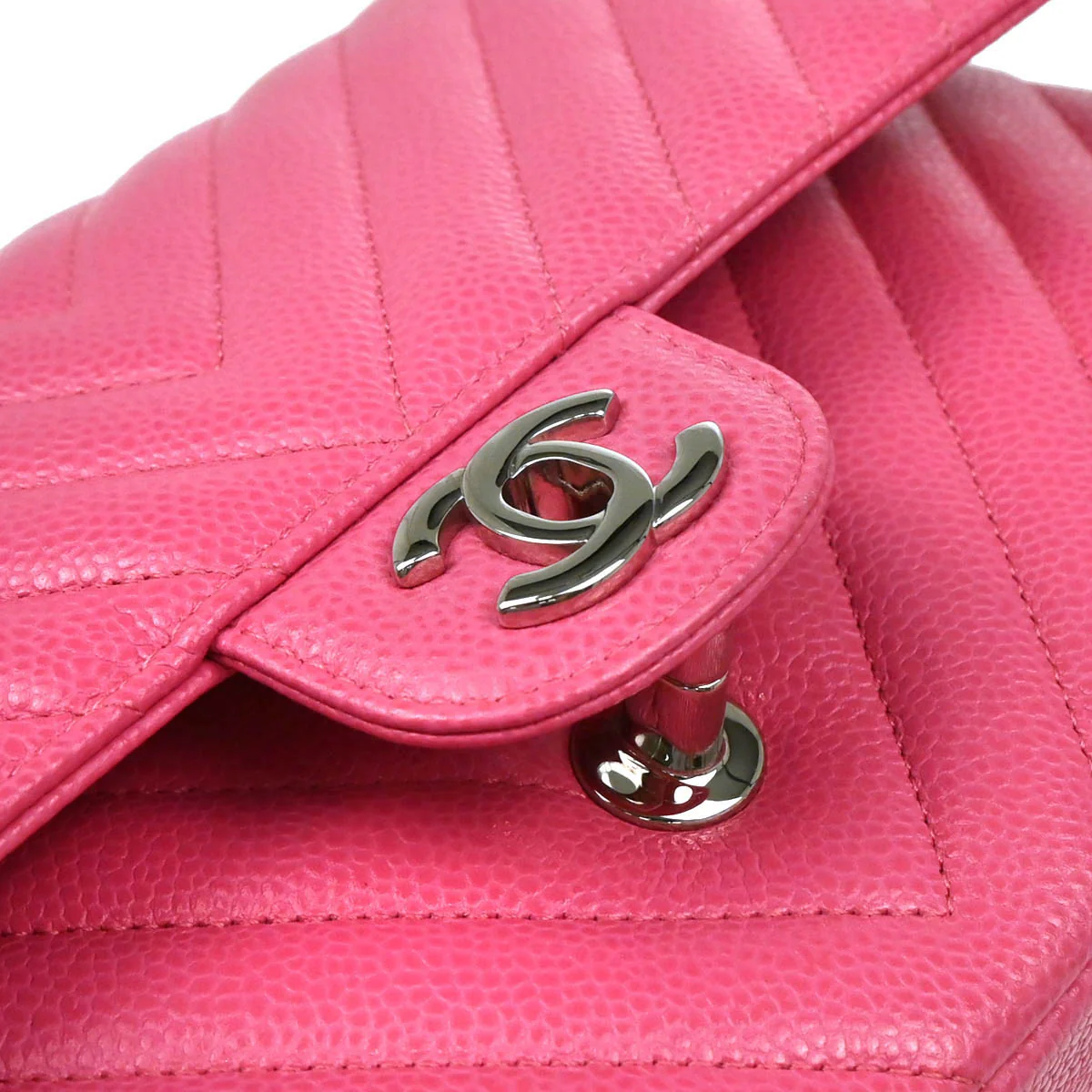 Chanel 2019 Pink Calfskin Caviar Medium Classic Double Flap Shoulder Bag - Image 6