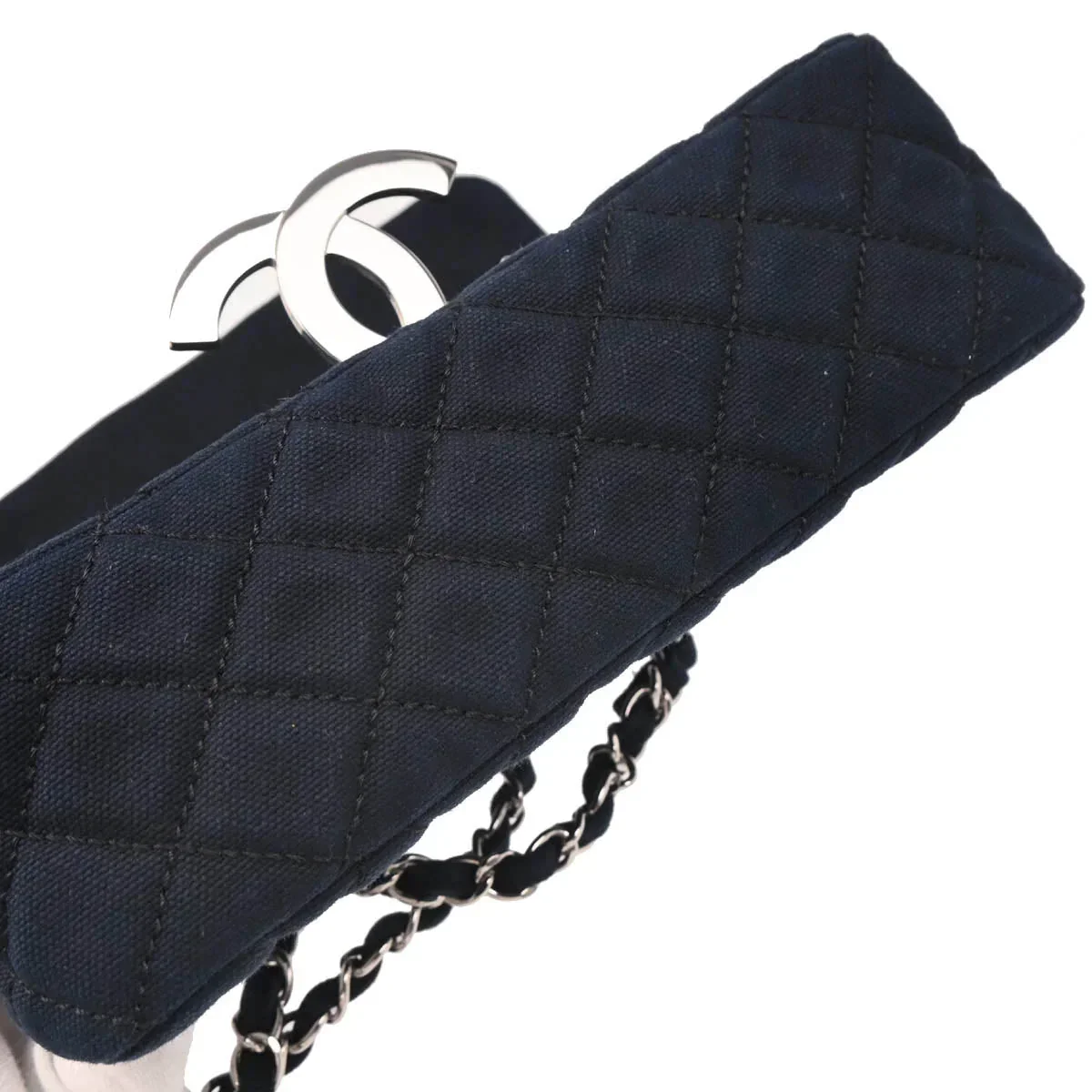 Chanel 2008-2009 Navy Canvas Cruise Line Shoulder Bag - Image 5