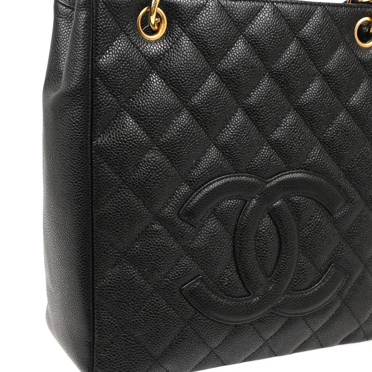 Chanel 2003-2004 Black Caviar Petite Shopping Tote PST Handbag - Image 3