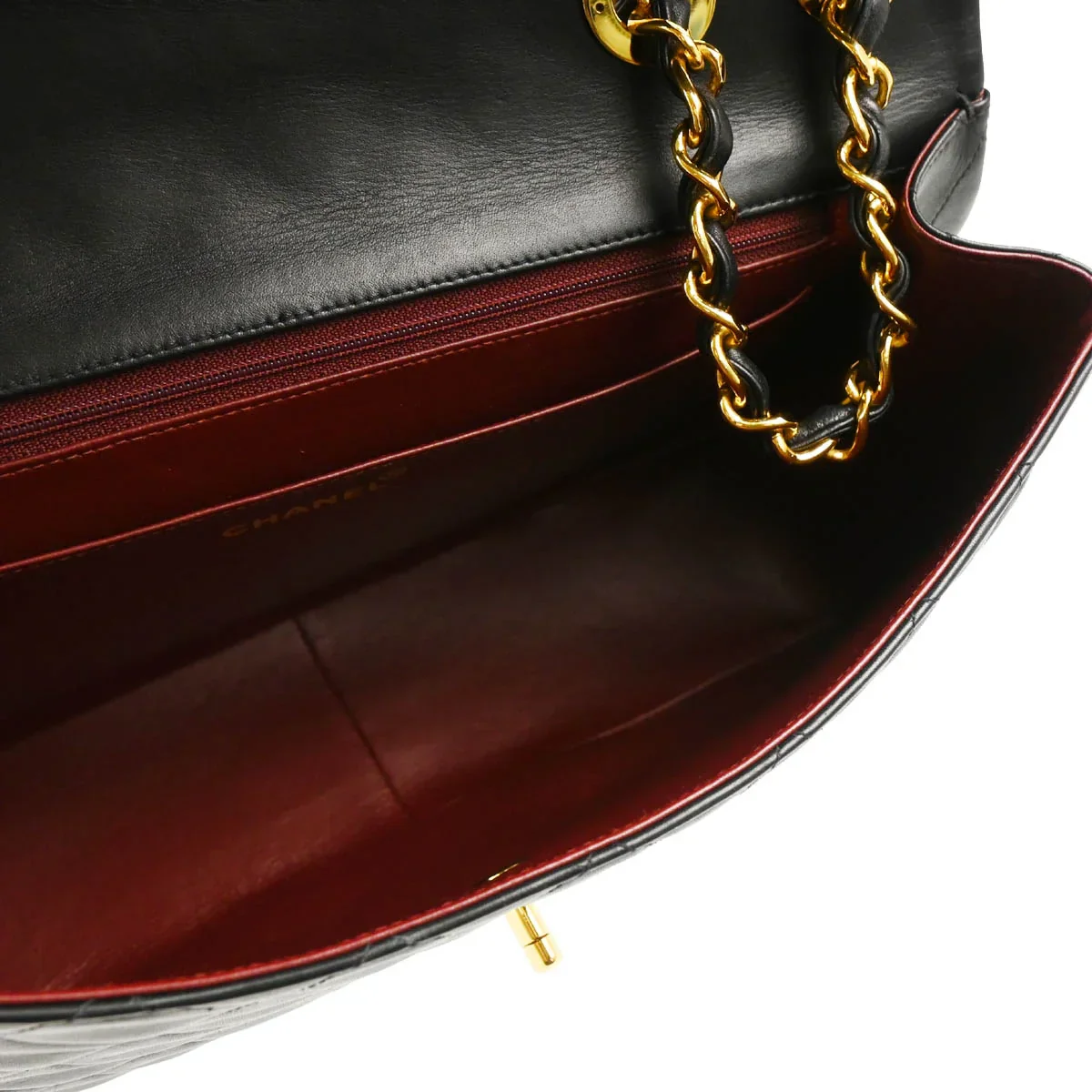 Chanel 1991-1994 Black Lambskin Maxi Classic Flap Shoulder Bag - Image 4