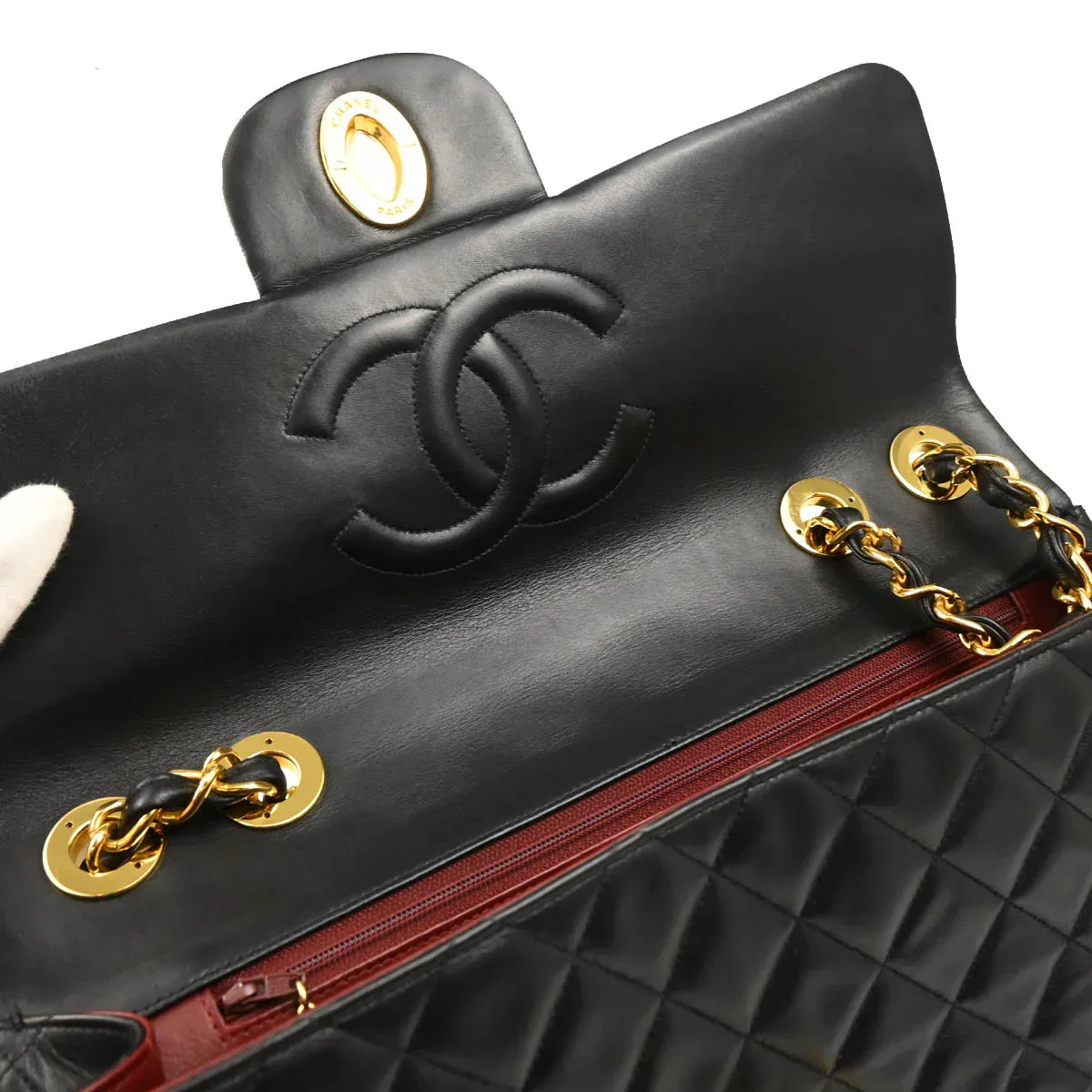 Chanel 1991-1994 Black Lambskin Maxi Classic Flap Shoulder Bag - Image 8