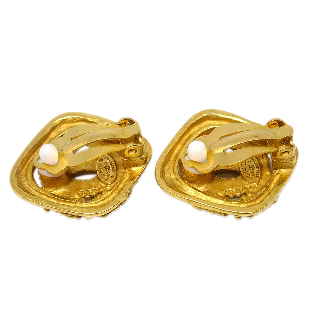 Chanel Rhombus Earrings Clip-On Gold 96A - Image 3