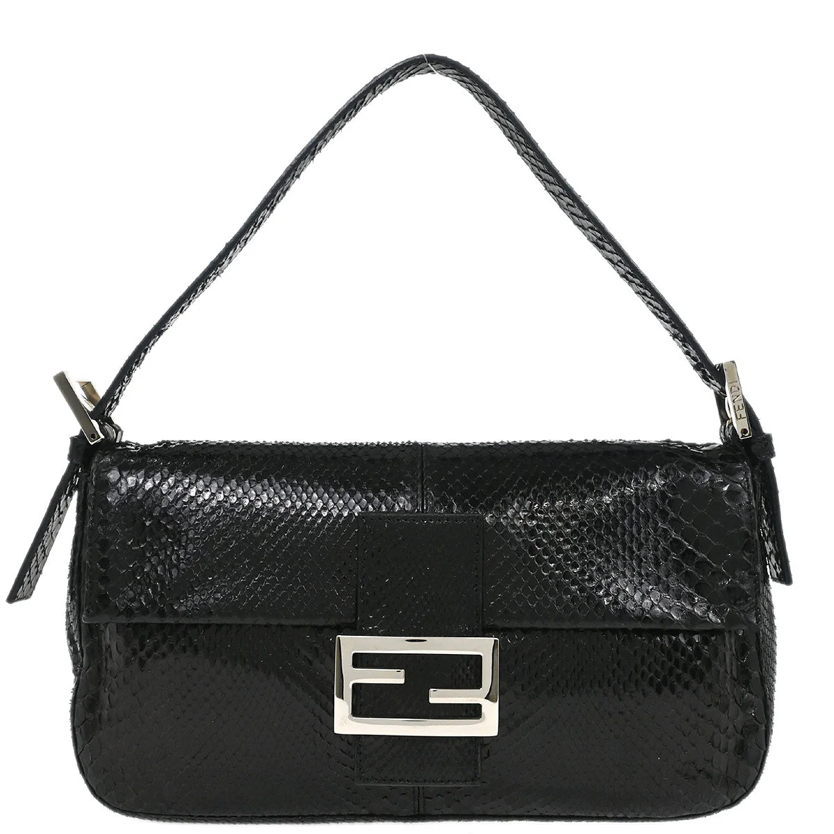 Fendi * Black Python Baguette Handbag