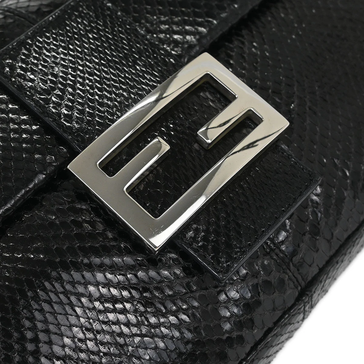 Fendi * Black Python Baguette Handbag - Image 4