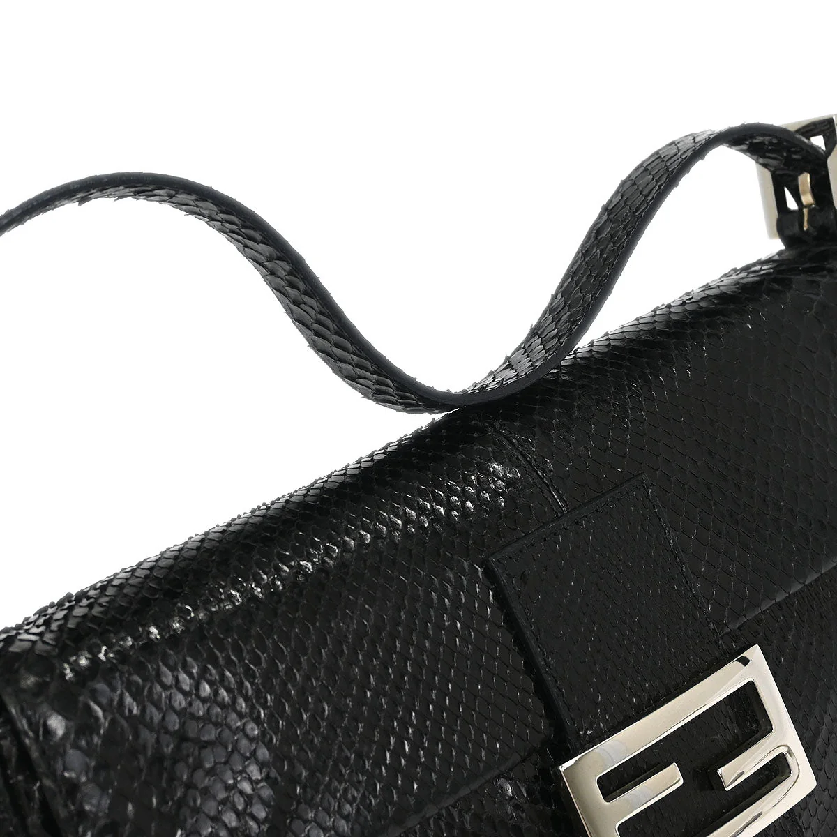 Fendi * Black Python Baguette Handbag - Image 6